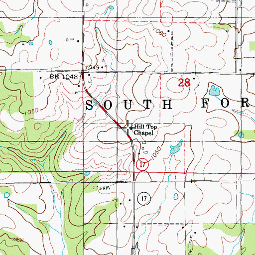 Topographic Map of Hill Top Chapel, MO