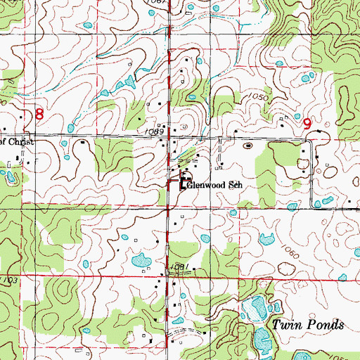 Topographic Map of Glenwood School, MO