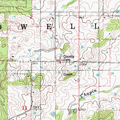 Topographic Map of Howell County Cemetery, MO