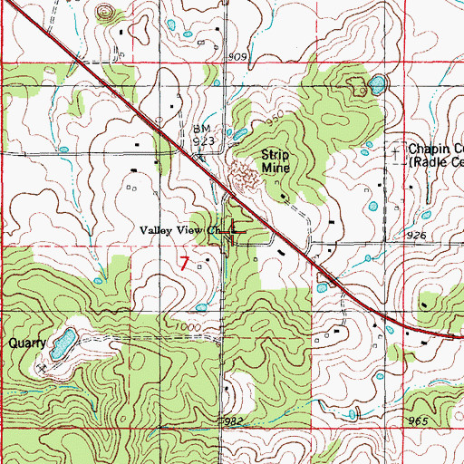 Topographic Map of Valley View Church, MO