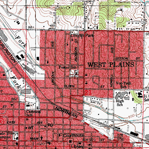 Topographic Map of Foster School, MO