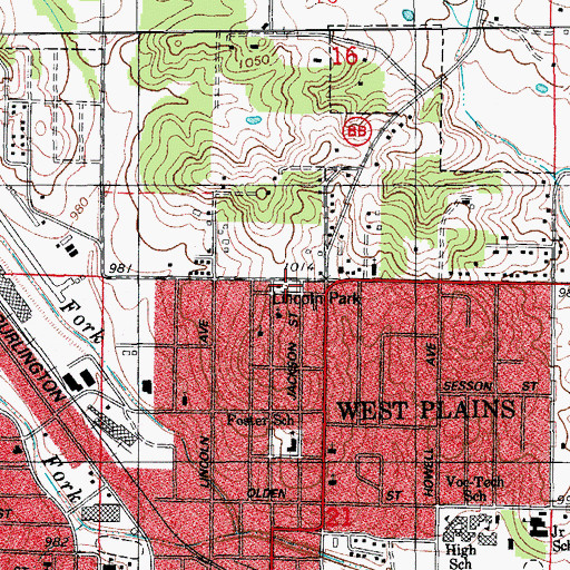 Topographic Map of Lincoln Park, MO