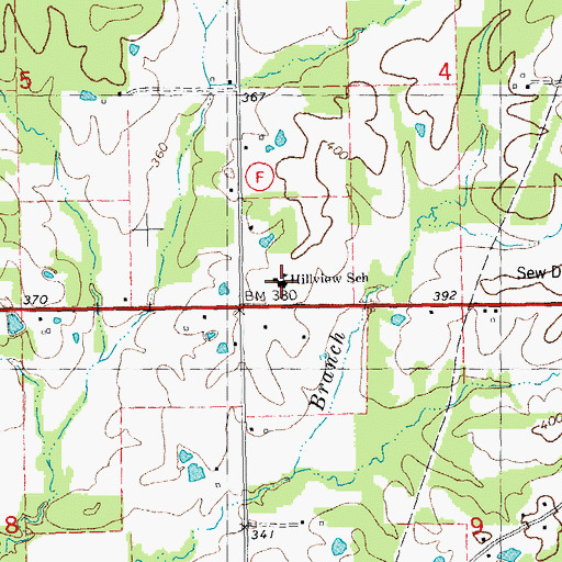 Topographic Map of Hillview School, MO