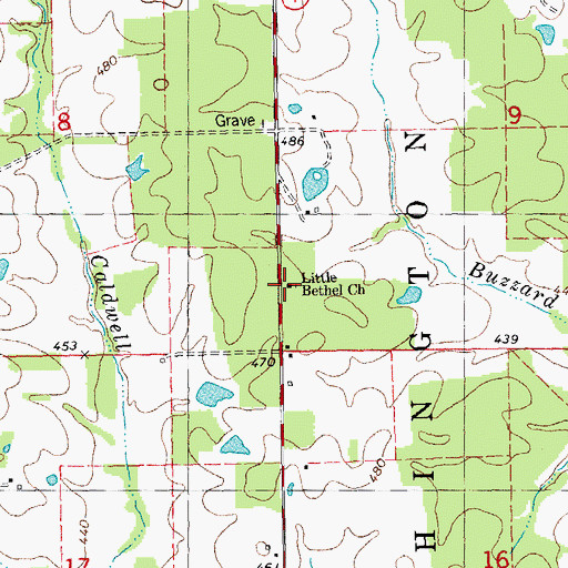 Topographic Map of Little Bethel Church, MO