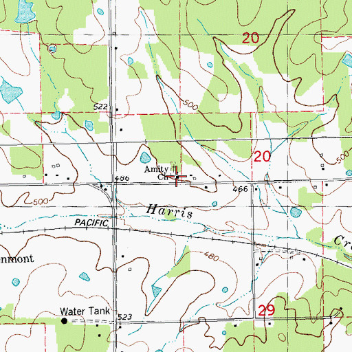 Topographic Map of Amity Church, MO