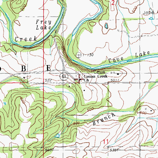 Topographic Map of Cotton Creek Church, MO