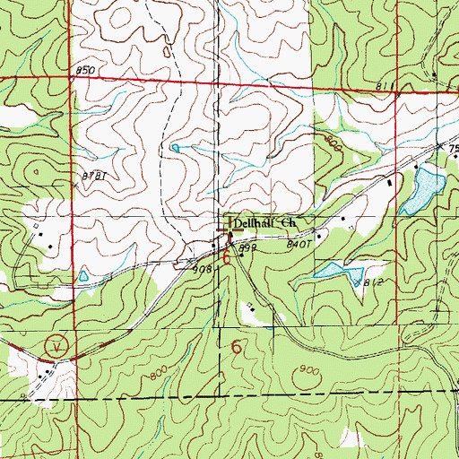 Topographic Map of Dellhalf Church, MO