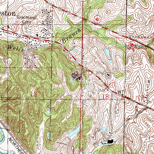 Topographic Map of Bless Park, MO
