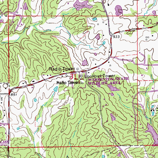 Topographic Map of Warrenton State Wildlife Area, MO