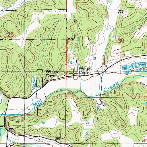 Topographic Map of Wright Cemetery, MO