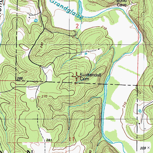 Topographic Map of Kuykendall Cemetery, MO