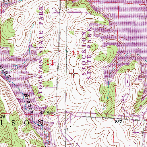 Topographic Map of Stockton State Park, MO