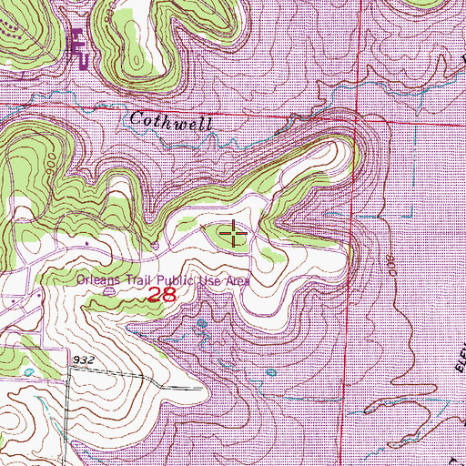Topographic Map of Orleans Trail Public Use Area, MO