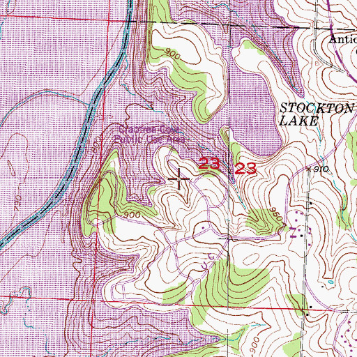 Topographic Map of Crabtree Cove Public Use Area, MO