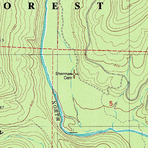 Topographic Map of Sherman Cemetery, AR