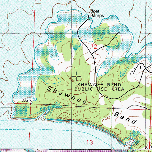 Topographic Map of Shawnee Bend Public Use Area, MO