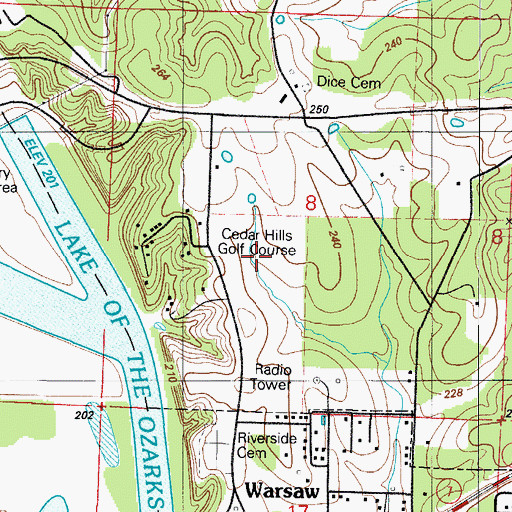 Topographic Map of Cedar Hills Golf Course, MO