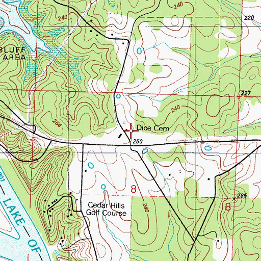 Topographic Map of Dice Cemetery, MO
