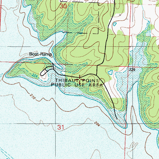 Topographic Map of Thibaut Point Public Use Area, MO