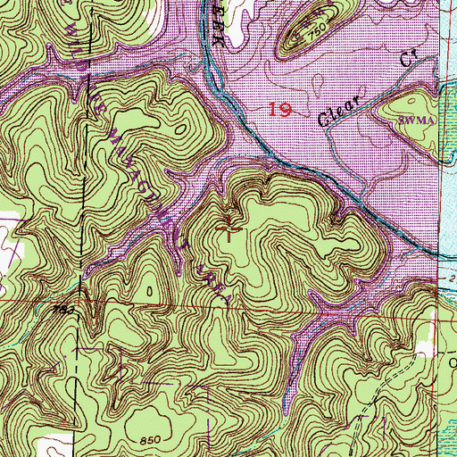 Topographic Map of Leesville State Wildlife Management Area, MO