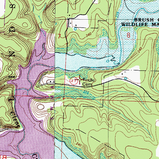 Topographic Map of Tindle Cemetery, MO
