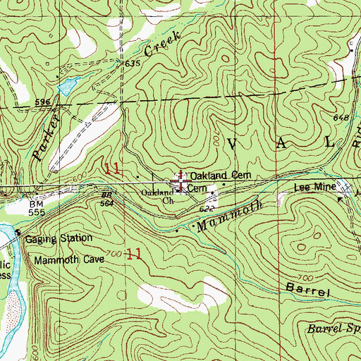 Topographic Map of Oakland Cemetery, MO