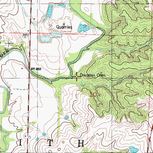 Topographic Map of Douglas Cemetery, MO
