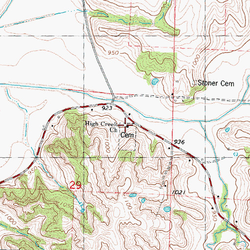 Topographic Map of High Creek Church, MO