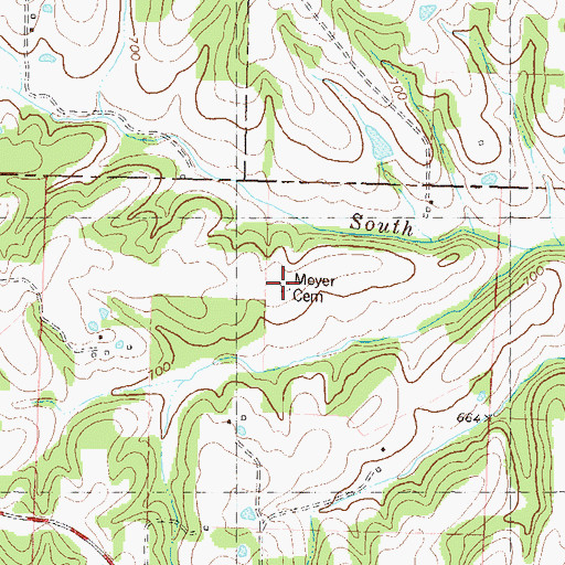 Topographic Map of Meyer Cemetery, MO