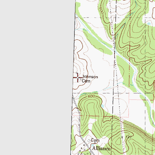 Topographic Map of Johnson Cemetery, MO