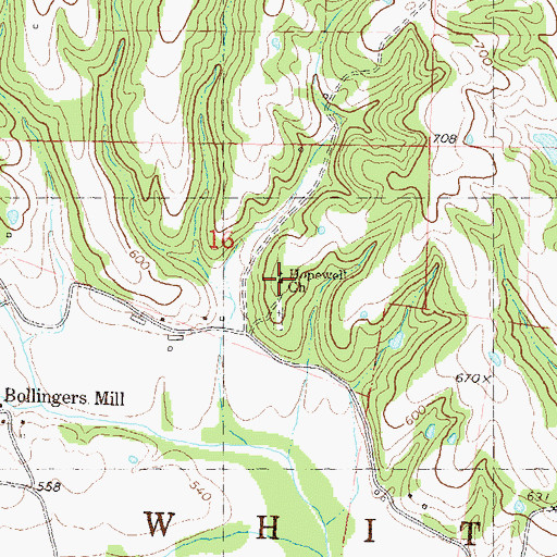 Topographic Map of Hopewell Church, MO