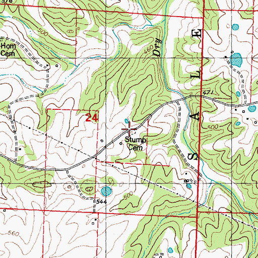 Topographic Map of Stump Cemetery, MO