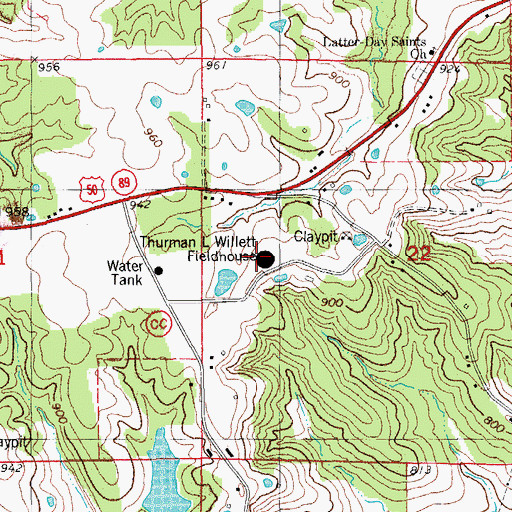 Topographic Map of Thurman L Willett Fieldhouse, MO
