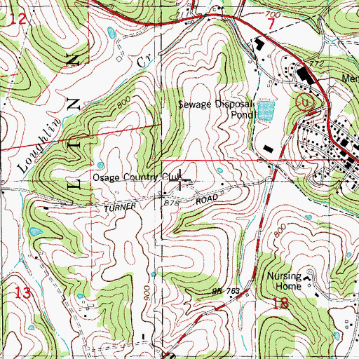 Topographic Map of Osage Country Club, MO