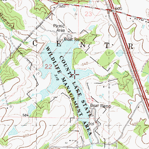 Topographic Map of County Lake State Wildlife Management Area, MO