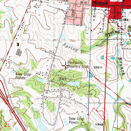 Topographic Map of Perryville Country Club, MO