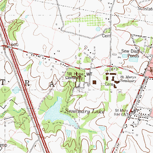 Topographic Map of Mount Hope Cemetery, MO