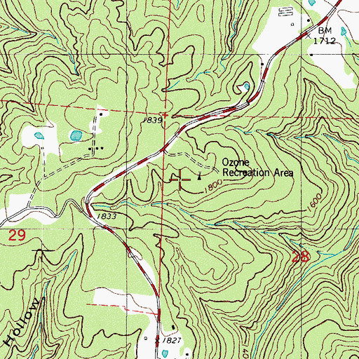 Topographic Map of Ozone Recreation Area, AR