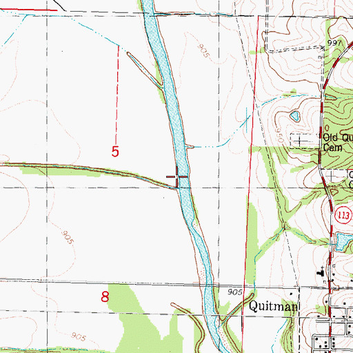 Topographic Map of Lamar Cemetery, MO