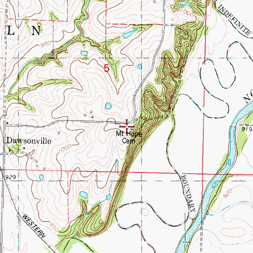 Topographic Map of Mount Hope Cemetery, MO