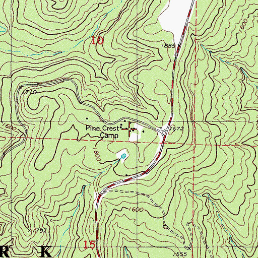 Topographic Map of Pine Crest Camp, AR