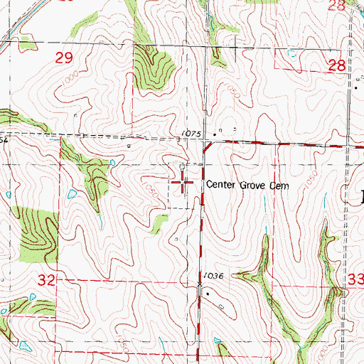 Topographic Map of Center Grove Cemetery, MO