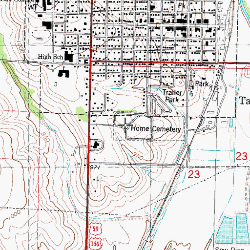 Topographic Map of Home Cemetery, MO