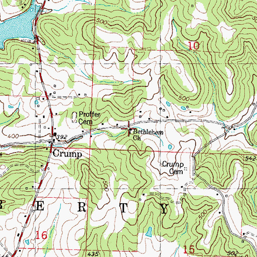 Topographic Map of Bethlehem Church, MO