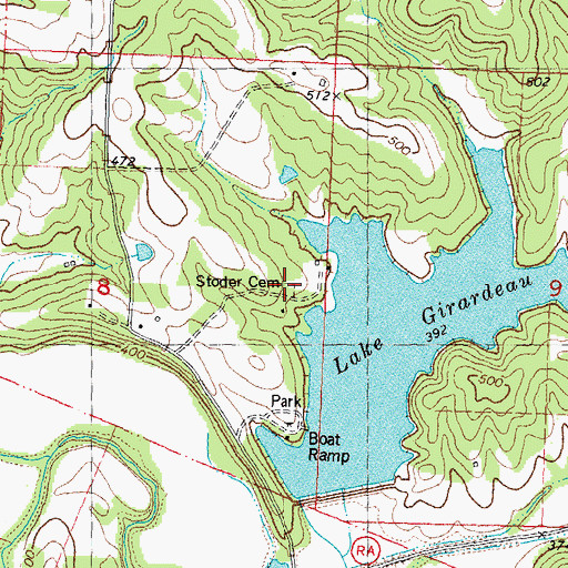 Topographic Map of Stoder Cemetery, MO
