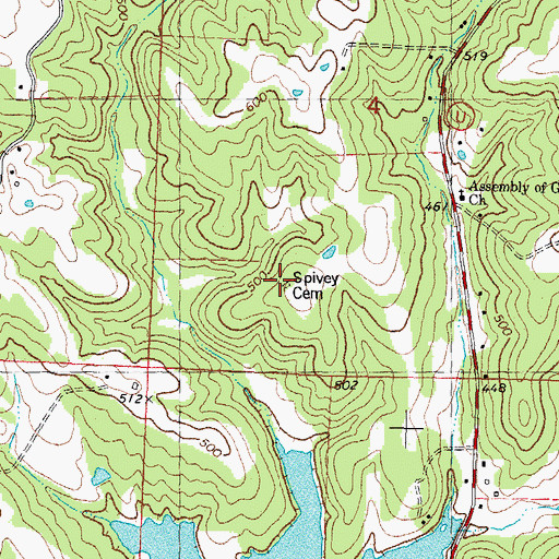 Topographic Map of Spivey Cemetery, MO