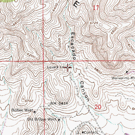 Topographic Map of Lovers Leap, AZ