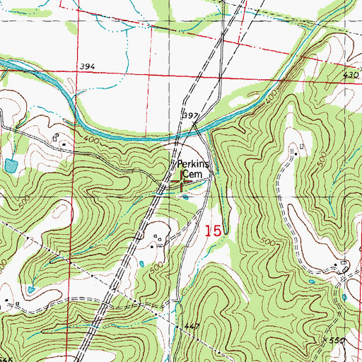 Topographic Map of Perkins Cemetery, MO