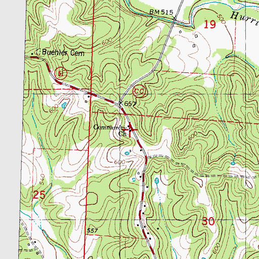 Topographic Map of Community Church, MO