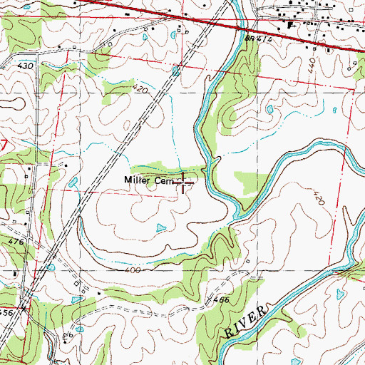 Topographic Map of Miller Cemetery, MO